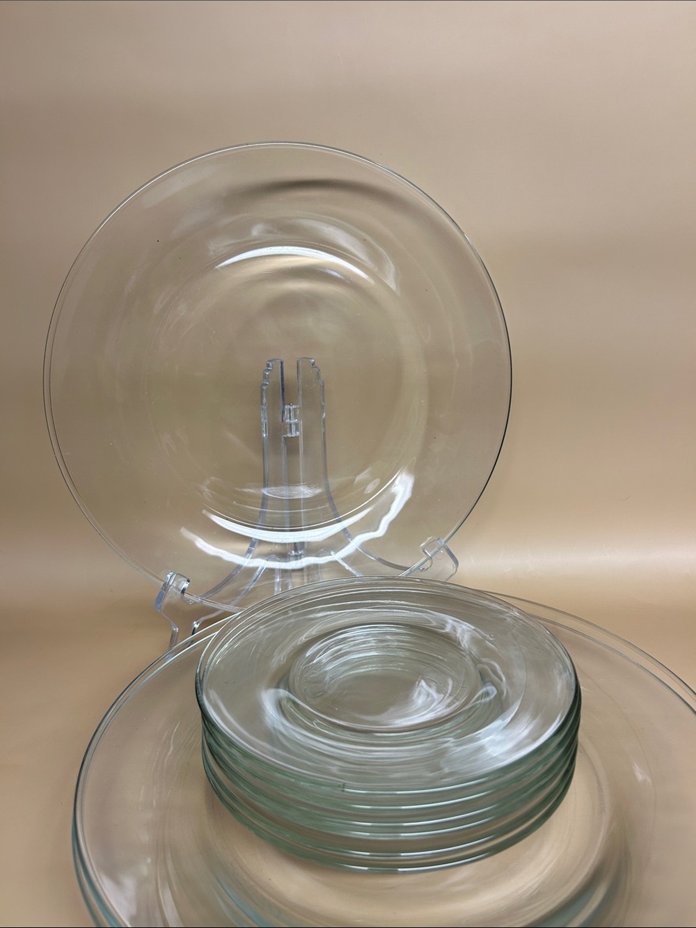 Clear Glass Dinner Plates set of 11 pcs